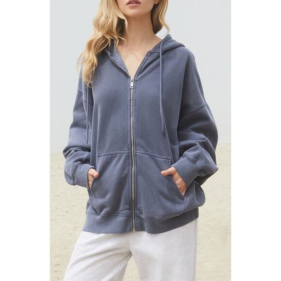 John Galt Jackets & Blazers - John Galt Brandy Melville Blue Oversized Heavyweight Zip-Up Jacket Unisex